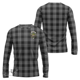 ScotsTee Shop Scottish Douglas Grey Clan Crest Tartan Long Sleeve T Shirt