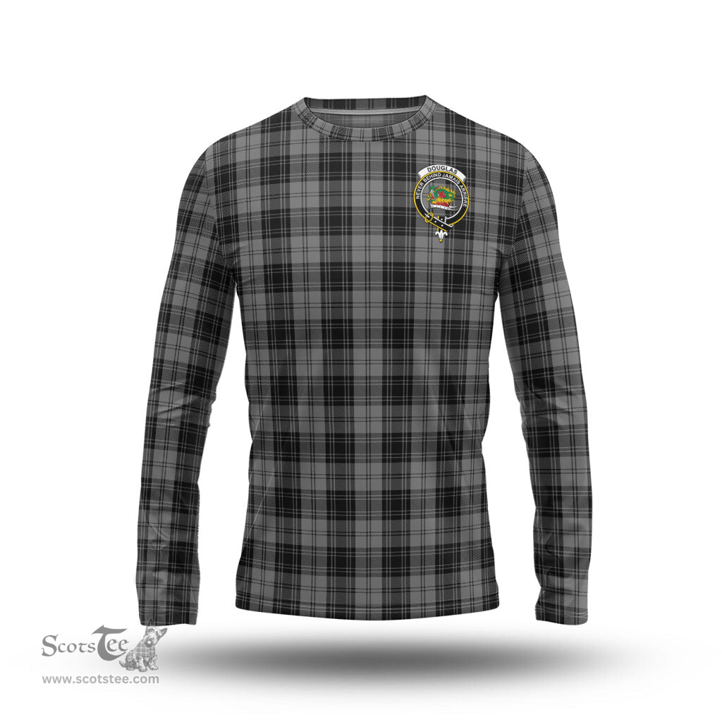 ScotsTee Shop Scottish Douglas Grey Clan Crest Tartan Long Sleeve T Shirt