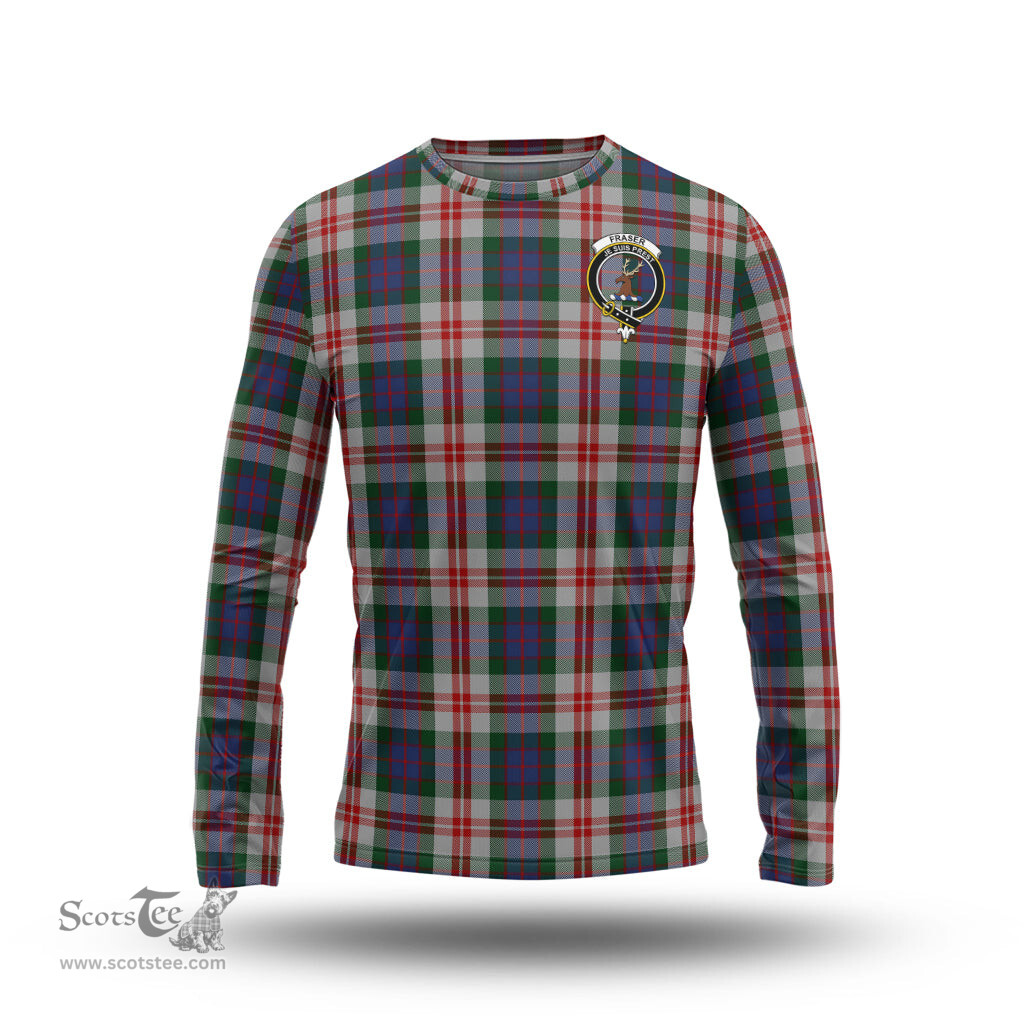 ScotsTee Shop Scottish Fraser Red Dress Clan Crest Tartan Long Sleeve T Shirt