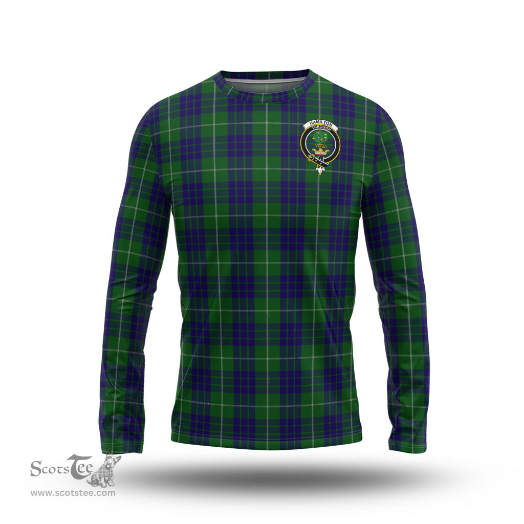 ScotsTee Shop Scottish Hamilton Green Hunting Clan Crest Tartan Long Sleeve T Shirt
