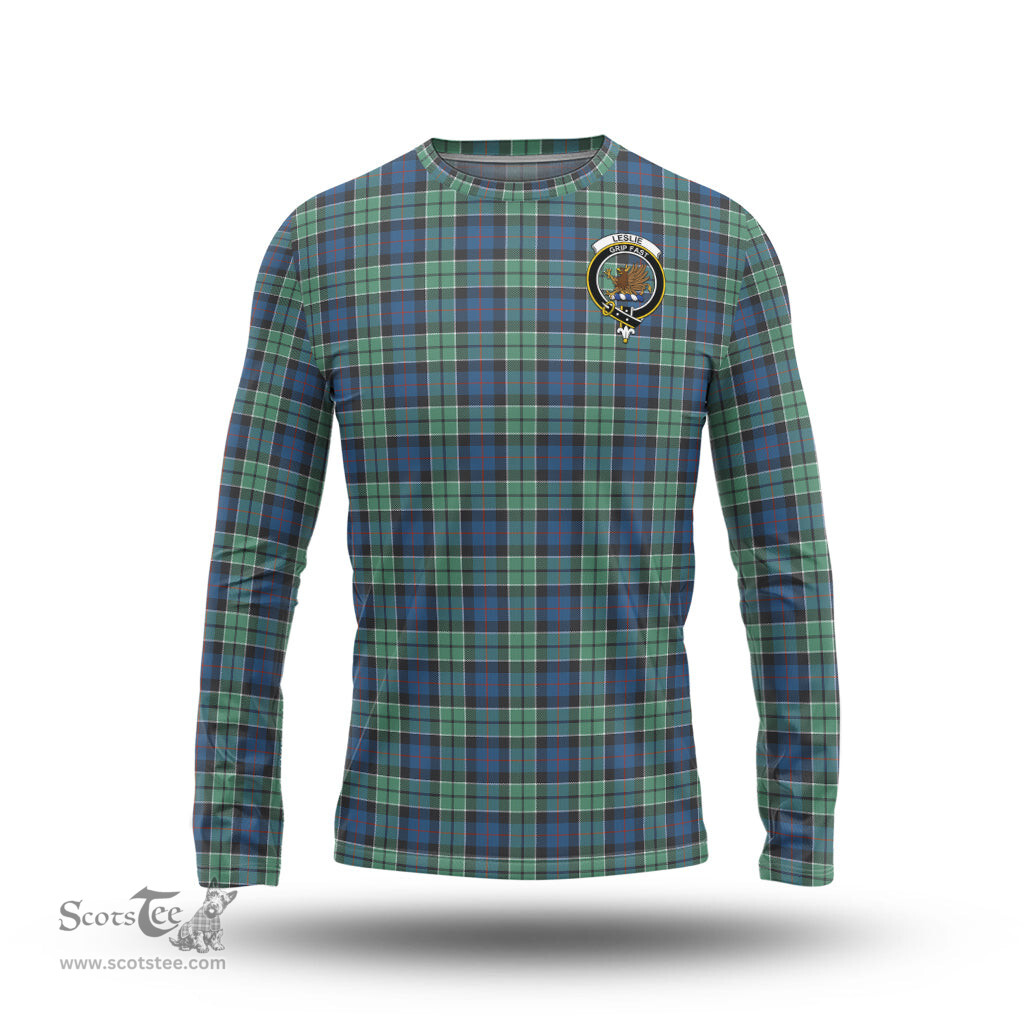 ScotsTee Shop Scottish Leslie Hunting Ancient Clan Crest Tartan Long Sleeve T Shirt