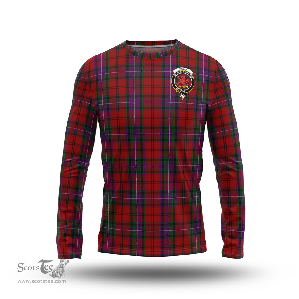 ScotsTee Shop Scottish Kelly of Sleat Red Clan Crest Tartan Long Sleeve T Shirt