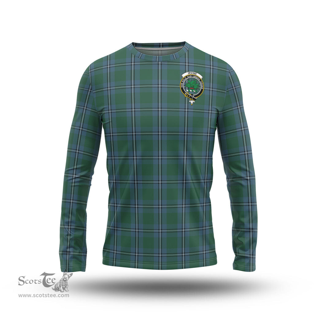 ScotsTee Shop Scottish Irvine of Drum Clan Crest Tartan Long Sleeve T Shirt