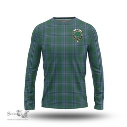 ScotsTee Shop Scottish Irvine of Drum Clan Crest Tartan Long Sleeve T Shirt