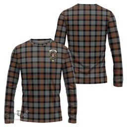 ScotsTee Shop Scottish Gunn Weathered Clan Crest Tartan Long Sleeve T Shirt