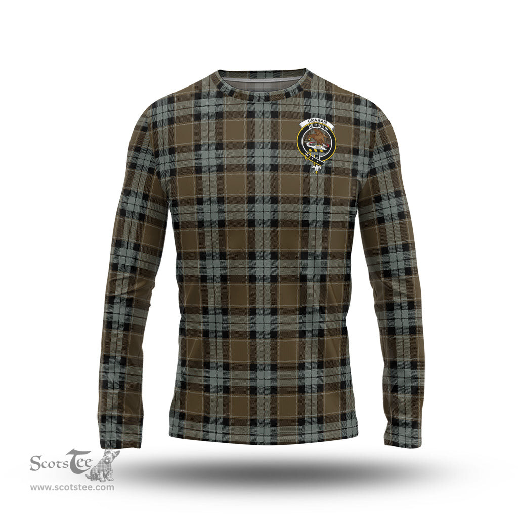 ScotsTee Shop Scottish Graham of Menteith Weathered Clan Crest Tartan Long Sleeve T Shirt