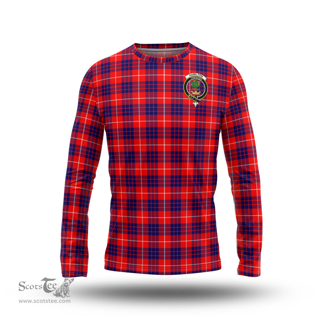 ScotsTee Shop Scottish Hamilton Modern Clan Crest Tartan Long Sleeve T Shirt