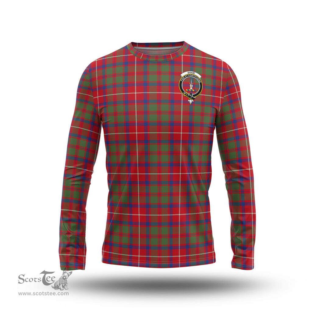 ScotsTee Shop Scottish Shaw Red Modern Clan Crest Tartan Long Sleeve T Shirt