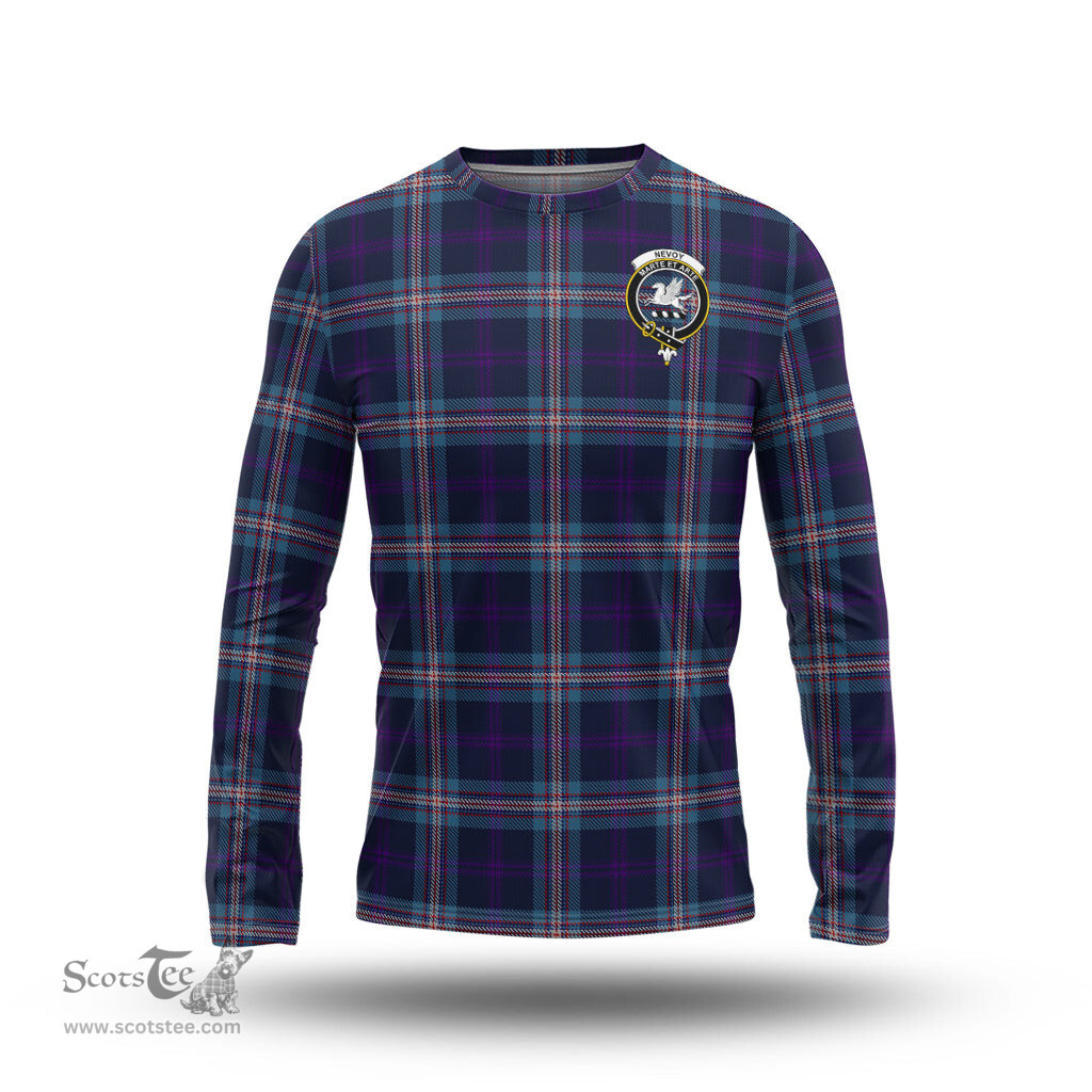 ScotsTee Shop Scottish Nevoy Clan Crest Tartan Long Sleeve T Shirt