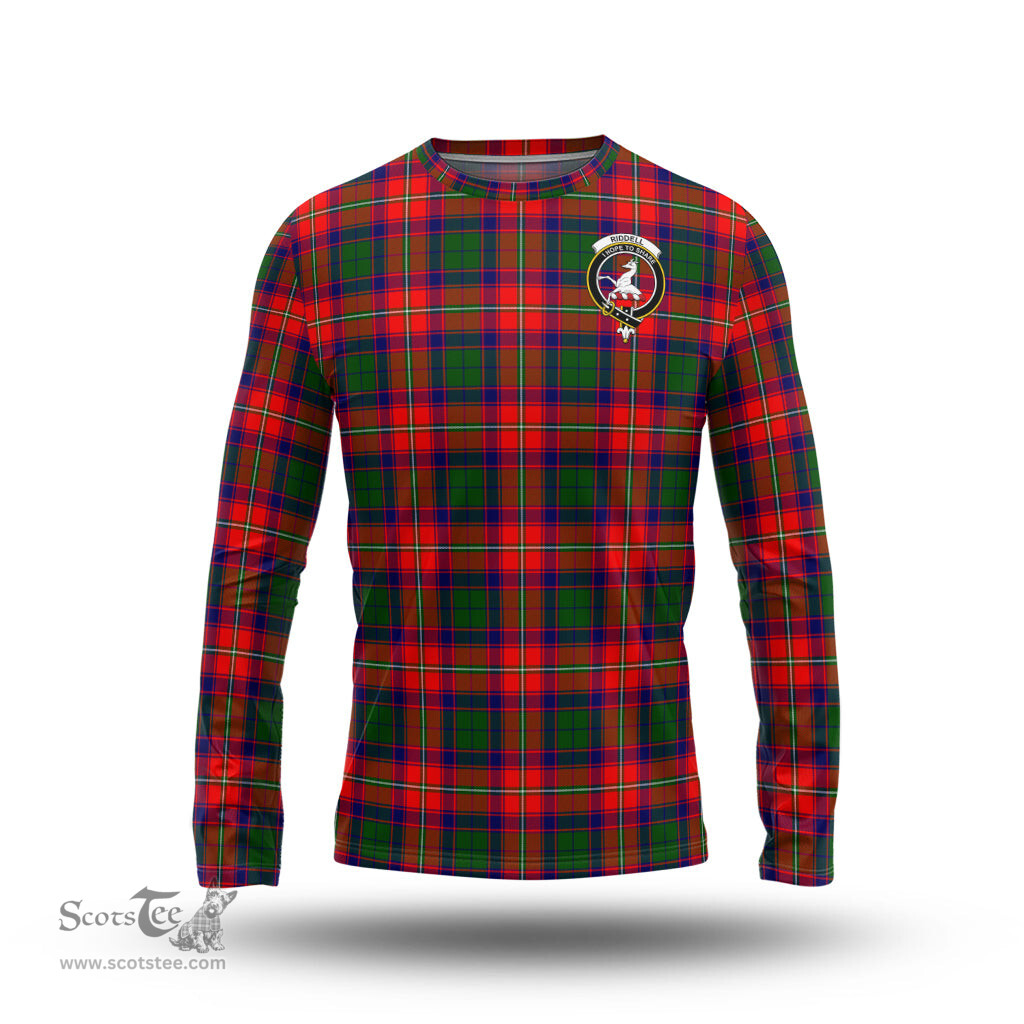 ScotsTee Shop Scottish Riddell Clan Crest Tartan Long Sleeve T Shirt
