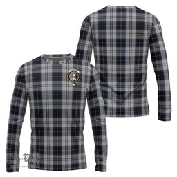ScotsTee Shop Scottish Menzies Black Dress Clan Crest Tartan Long Sleeve T Shirt