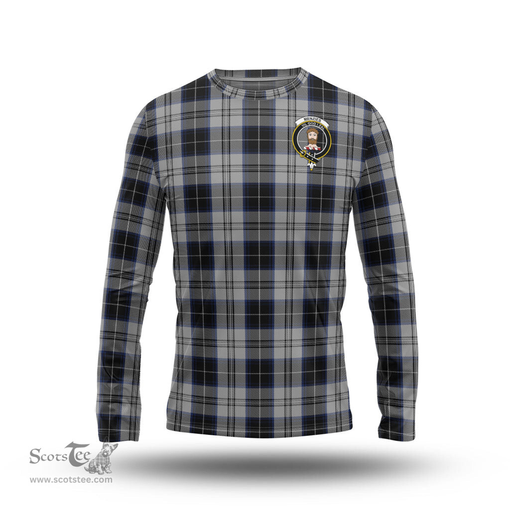 ScotsTee Shop Scottish Menzies Black Dress Clan Crest Tartan Long Sleeve T Shirt
