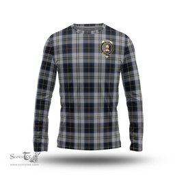 ScotsTee Shop Scottish Menzies Black Dress Clan Crest Tartan Long Sleeve T Shirt