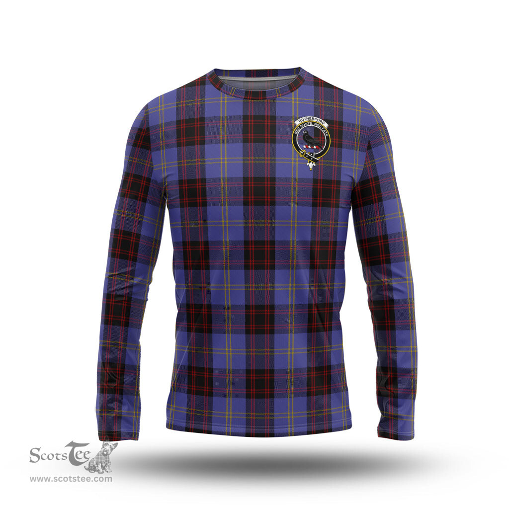 ScotsTee Shop Scottish Rutherford Clan Crest Tartan Long Sleeve T Shirt