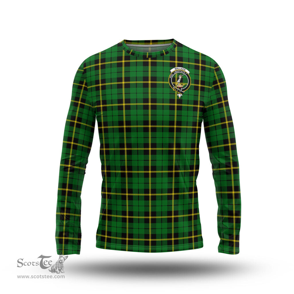 ScotsTee Shop Scottish Wallace Hunting Green Clan Crest Tartan Long Sleeve T Shirt