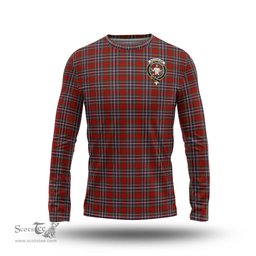 ScotsTee Shop Scottish MacFarlane Red Clan Crest Tartan Long Sleeve T Shirt