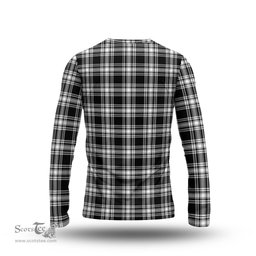 ScotsTee Shop Scottish Menzies Black and White Clan Crest Tartan Long Sleeve T Shirt
