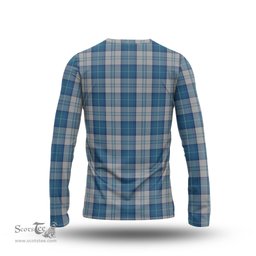 ScotsTee Shop Scottish Menzies Dress Blue and White Clan Crest Tartan Long Sleeve T Shirt