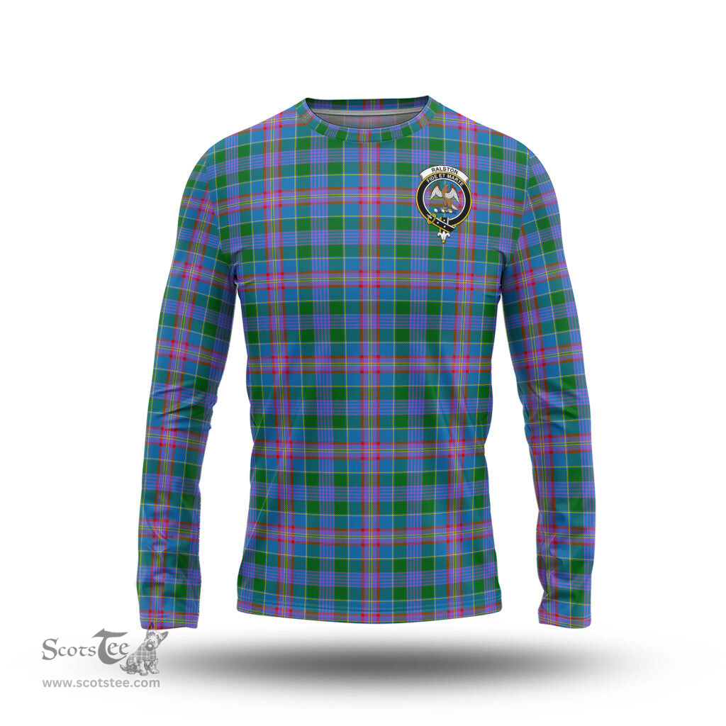 ScotsTee Shop Scottish Ralston Clan Crest Tartan Long Sleeve T Shirt