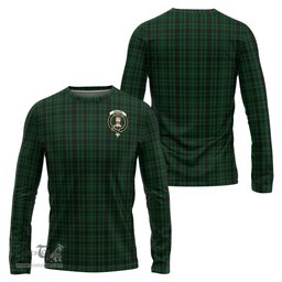 ScotsTee Shop Scottish Menzies Green Clan Crest Tartan Long Sleeve T Shirt