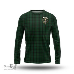 ScotsTee Shop Scottish Menzies Green Clan Crest Tartan Long Sleeve T Shirt