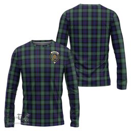 ScotsTee Shop Scottish MacKenzie Hunting Green Clan Crest Tartan Long Sleeve T Shirt