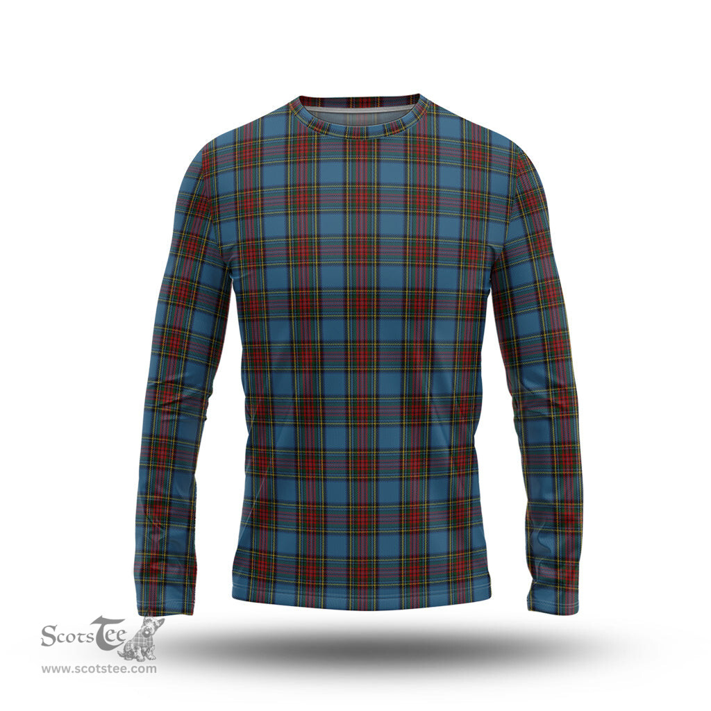 ScotsTee Shop Scottish Stewart Royal Blue Clan Tartan Long Sleeve T Shirt