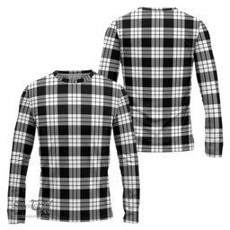 ScotsTee Shop Scottish MacFarlane Black White Clan Tartan Long Sleeve T Shirt