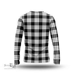 ScotsTee Shop Scottish MacFarlane Black White Clan Tartan Long Sleeve T Shirt