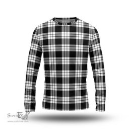 ScotsTee Shop Scottish MacFarlane Black White Clan Tartan Long Sleeve T Shirt