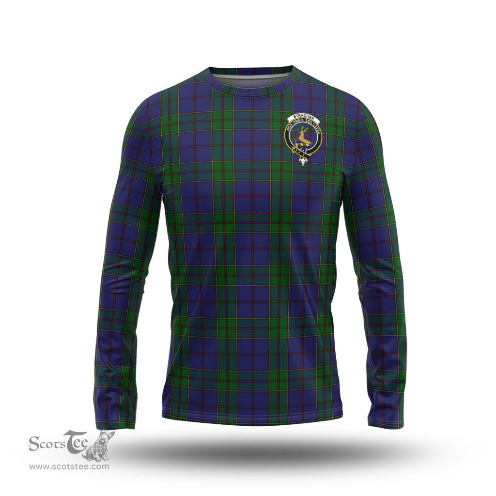 ScotsTee Shop Scottish Strachan Clan Crest Tartan Long Sleeve T Shirt