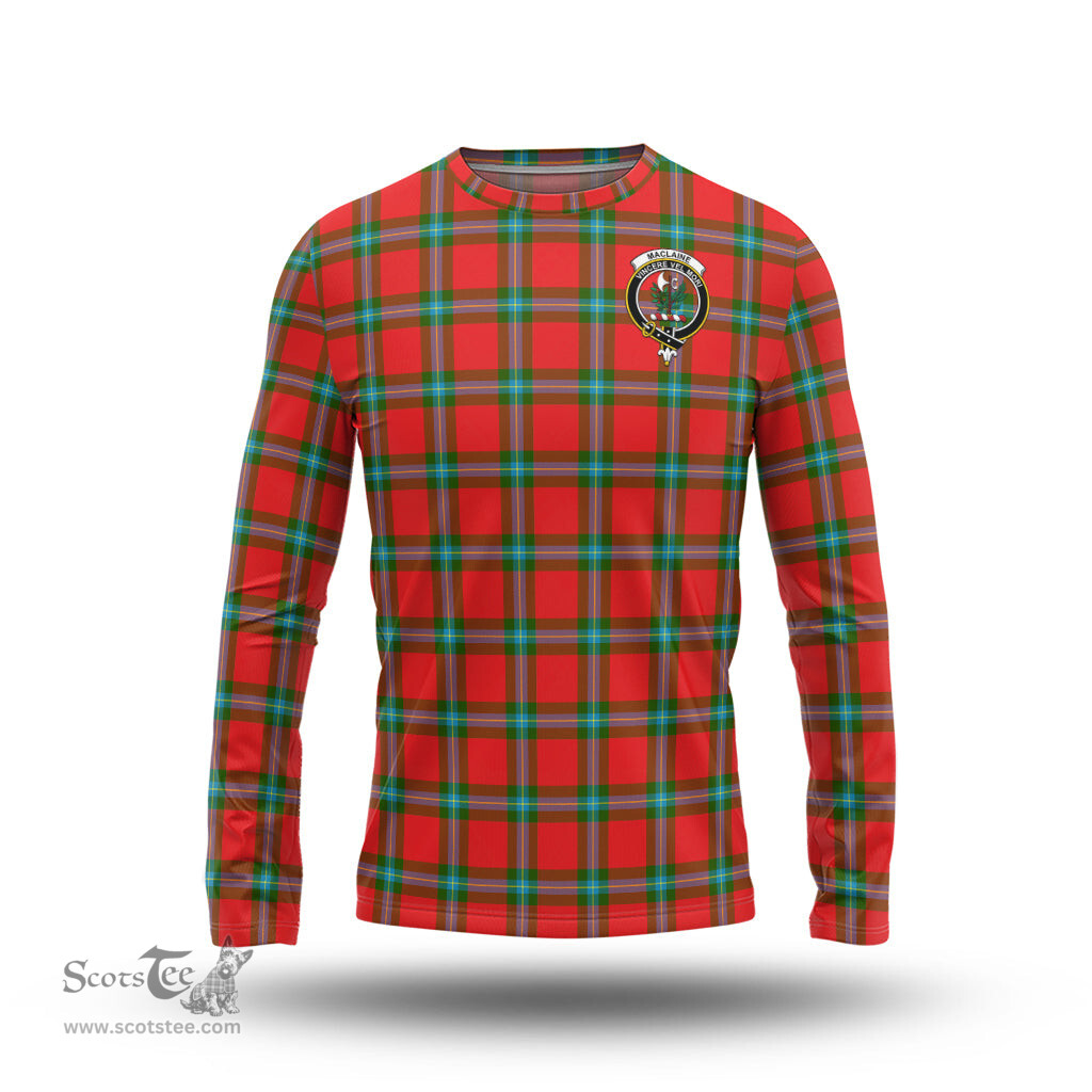 ScotsTee Shop Scottish MacLaine of Loch Buie Clan Crest Tartan Long Sleeve T Shirt