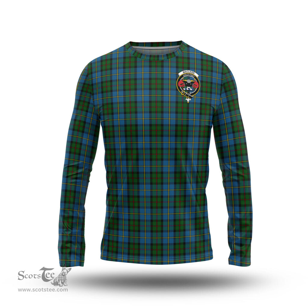 ScotsTee Shop Scottish MacLeod Green Clan Crest Tartan Long Sleeve T Shirt