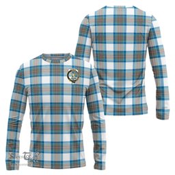 ScotsTee Shop Scottish Stewart Muted Blue Clan Crest Tartan Long Sleeve T Shirt
