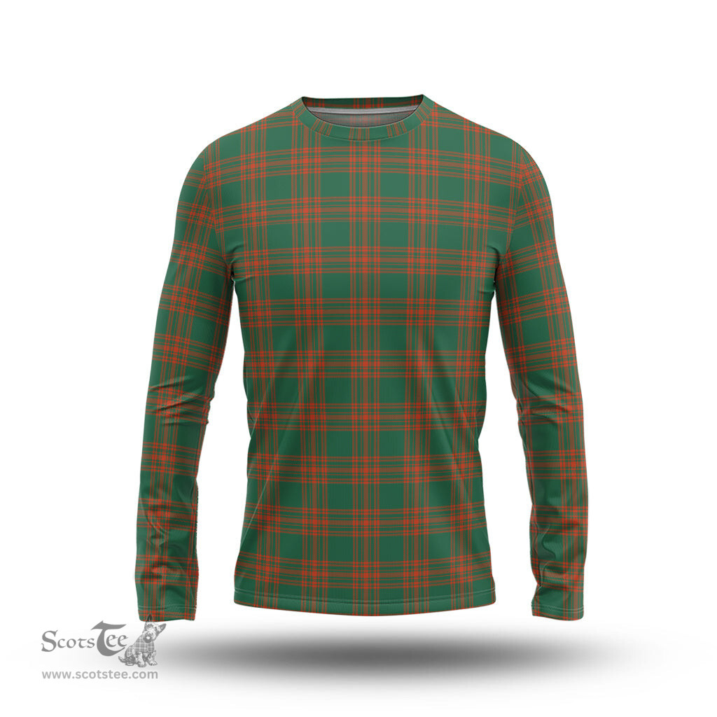 ScotsTee Shop Scottish Menzies Green Ancient Clan Tartan Long Sleeve T Shirt