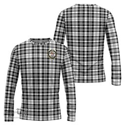 ScotsTee Shop Scottish Scott Black White Clan Crest Tartan Long Sleeve T Shirt