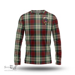 ScotsTee Shop Scottish Rose White Dress Clan Crest Tartan Long Sleeve T Shirt