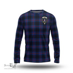 ScotsTee Shop Scottish McCoy Blue Clan Crest Tartan Long Sleeve T Shirt