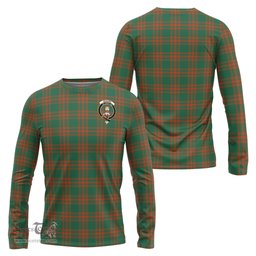 ScotsTee Shop Scottish Menzies Green Ancient Clan Crest Tartan Long Sleeve T Shirt
