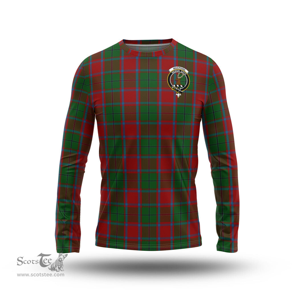 ScotsTee Shop Scottish MacPhail Blue Bands Clan Crest Tartan Long Sleeve T Shirt