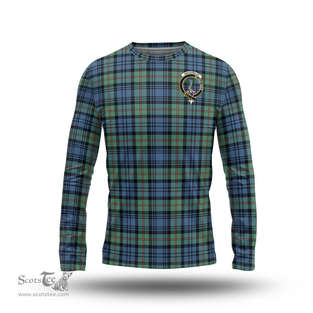 ScotsTee Shop Scottish MacKinlay Ancient Clan Crest Tartan Long Sleeve T Shirt