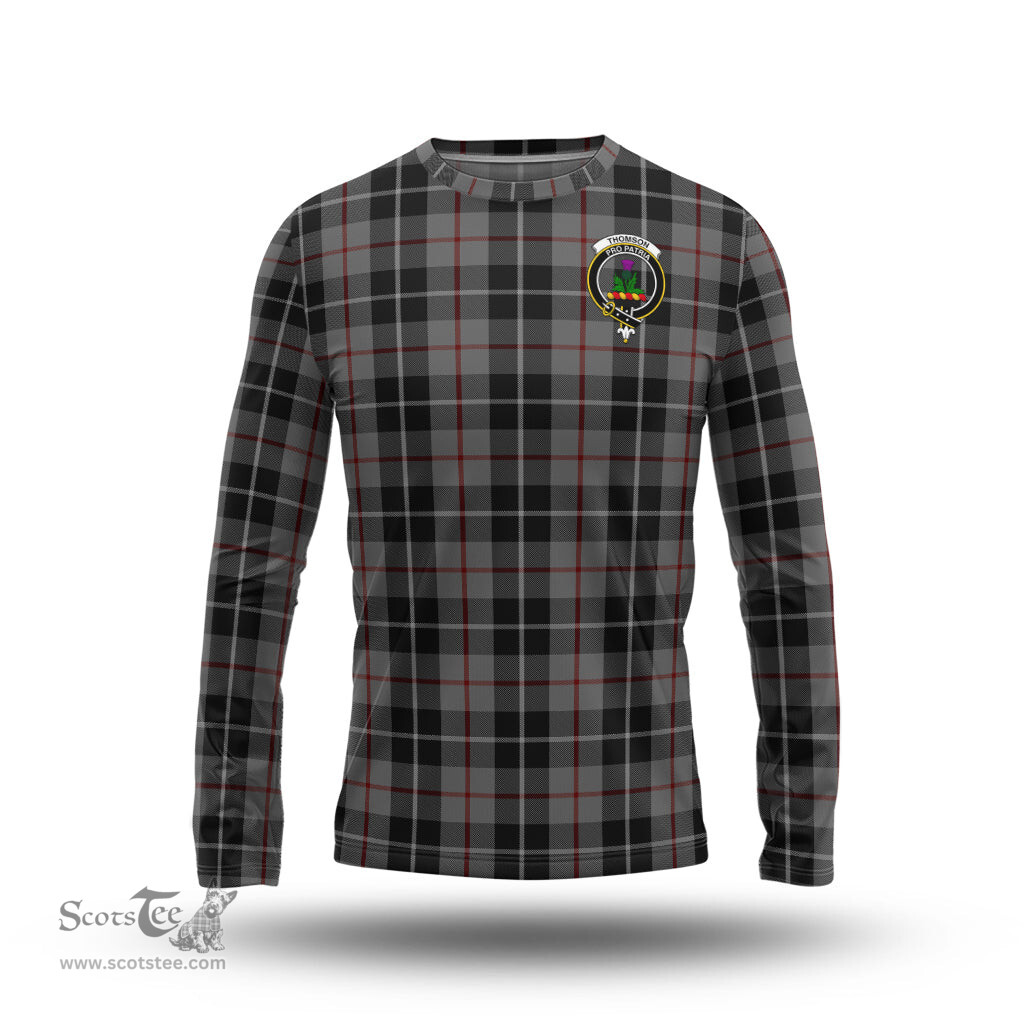 ScotsTee Shop Scottish Thompson Grey Clan Crest Tartan Long Sleeve T Shirt