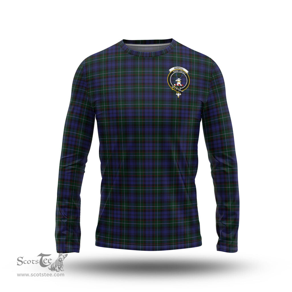 ScotsTee Shop Scottish Sempill Clan Crest Tartan Long Sleeve T Shirt