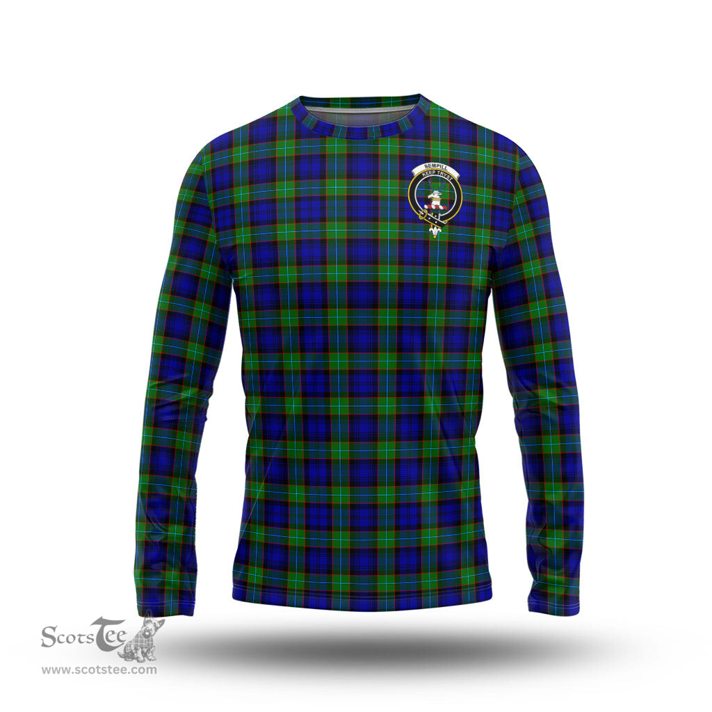 ScotsTee Shop Scottish Sempill Modern Clan Crest Tartan Long Sleeve T Shirt