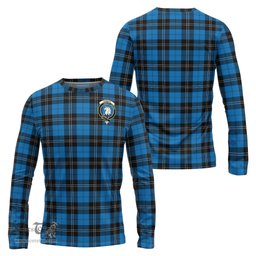 ScotsTee Shop Scottish Ramsay Blue Ancient Clan Crest Tartan Long Sleeve T Shirt