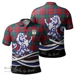 ScotsTee Shop Scottish Auchinleck Clan Crest Tartan Polo Shirt Alba Gu Brath Regal Lion Emblem