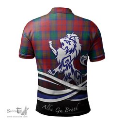 ScotsTee Shop Scottish Auchinleck Clan Crest Tartan Polo Shirt Alba Gu Brath Regal Lion Emblem