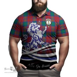 ScotsTee Shop Scottish Auchinleck Clan Crest Tartan Polo Shirt Alba Gu Brath Regal Lion Emblem