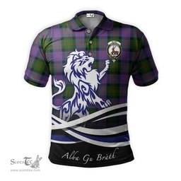 ScotsTee Shop Scottish Blair Modern Clan Crest Tartan Polo Shirt Alba Gu Brath Regal Lion Emblem