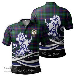 ScotsTee Shop Scottish Calder Modern Clan Crest Tartan Polo Shirt Alba Gu Brath Regal Lion Emblem